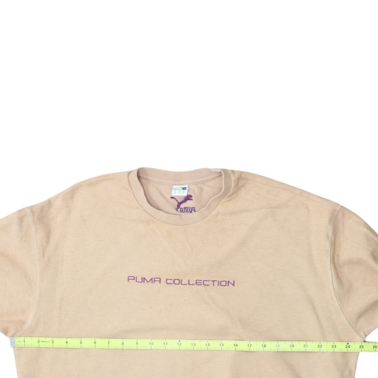 Puma Women Beige Pullover Sweatshirt M Crew Neck Cotton Blend