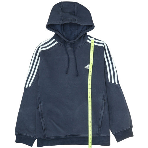 Adidas Men Blue Pullover Hoodie M Fleece Sports Logo