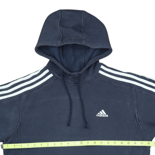 Adidas Men Blue Pullover Hoodie M Fleece Sports Logo