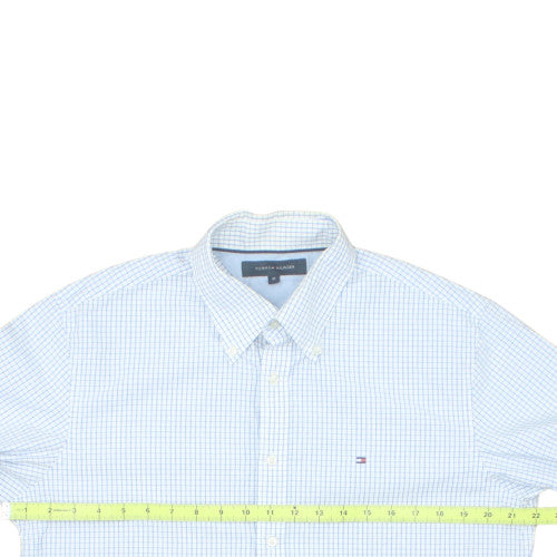 Tommy Hilfiger Men Blue Check Button-Down Long Sleeve Shirt M
