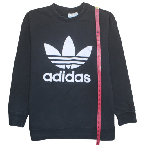 Adidas Women Black 3XL Crew Neck Sweatshirt with Logo Print