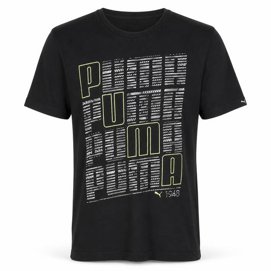 Puma Men's Black Graphic Print Crew Neck Cotton T-Shirt Size M