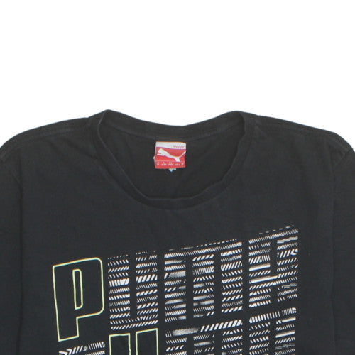 Puma Men's Black Graphic Print Crew Neck Cotton T-Shirt Size M
