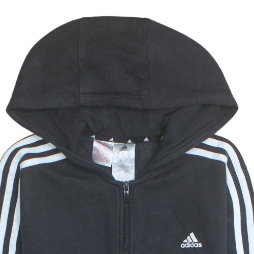 Adidas Boys Black Full Zip Hoodie 15-16 Years Classic Sportswear