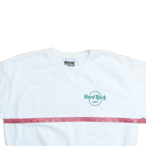 Hard Rock Cafe Women’s White Crew Neck Pullover Sweatshirt S by Stradivarius