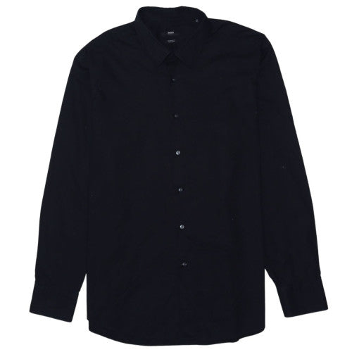 Hugo Boss Men's Black Regular Fit Long Sleeve Cotton Button-Up Shirt Size 46