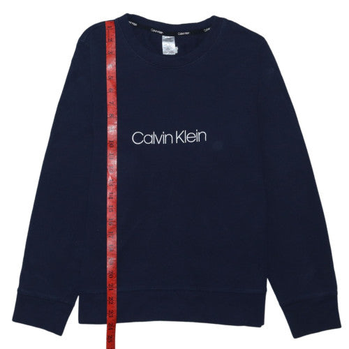 Calvin Klein Women’s Navy Blue Logo Crew Neck Pullover Sweatshirt L