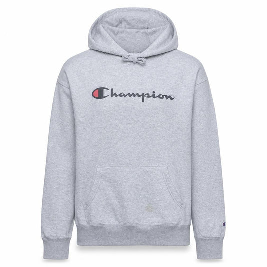 Champion Men's Grey Pullover Hoodie L Logo Fleece Sportswear