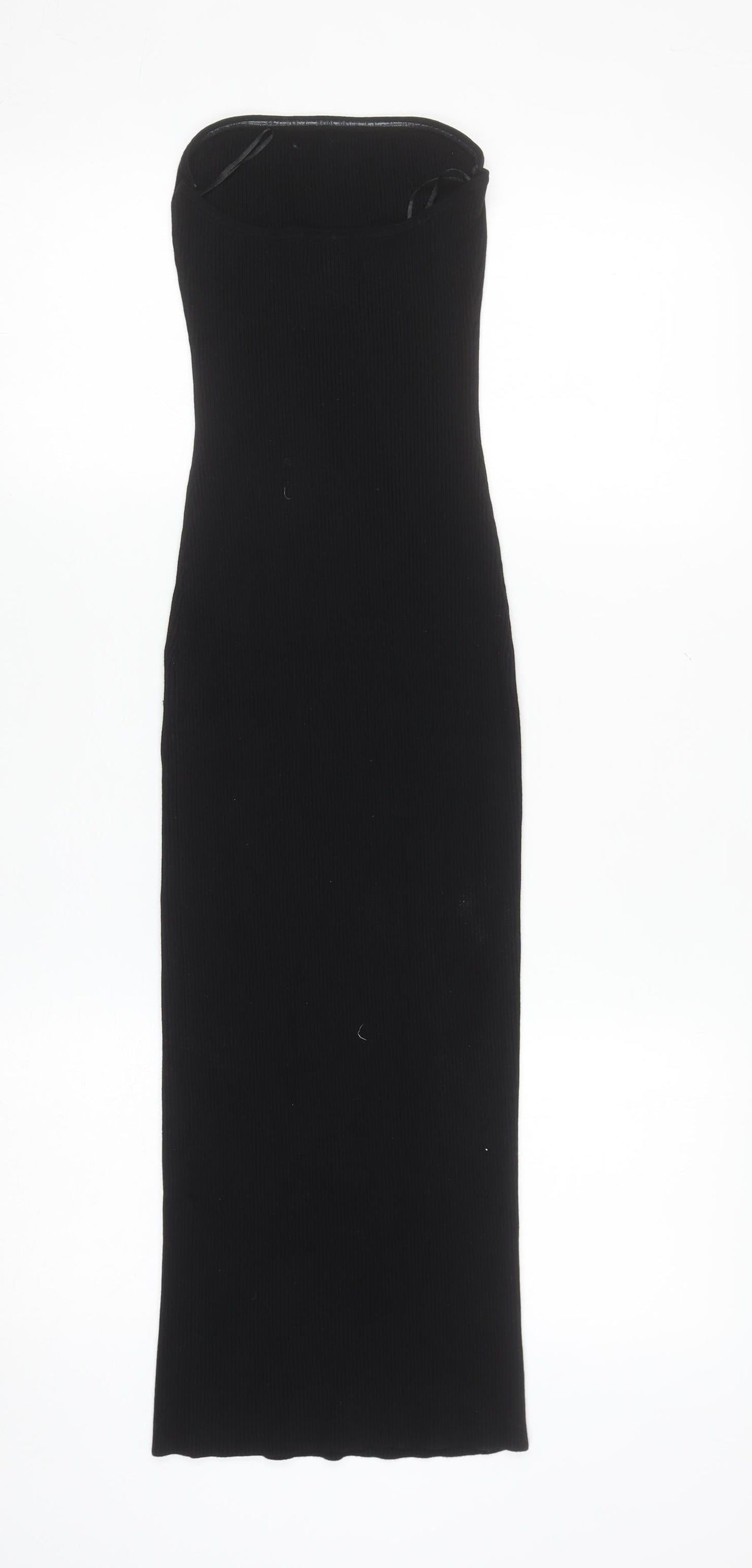 H&M Women’s Black Strapless Bodycon Midi Dress Size 8