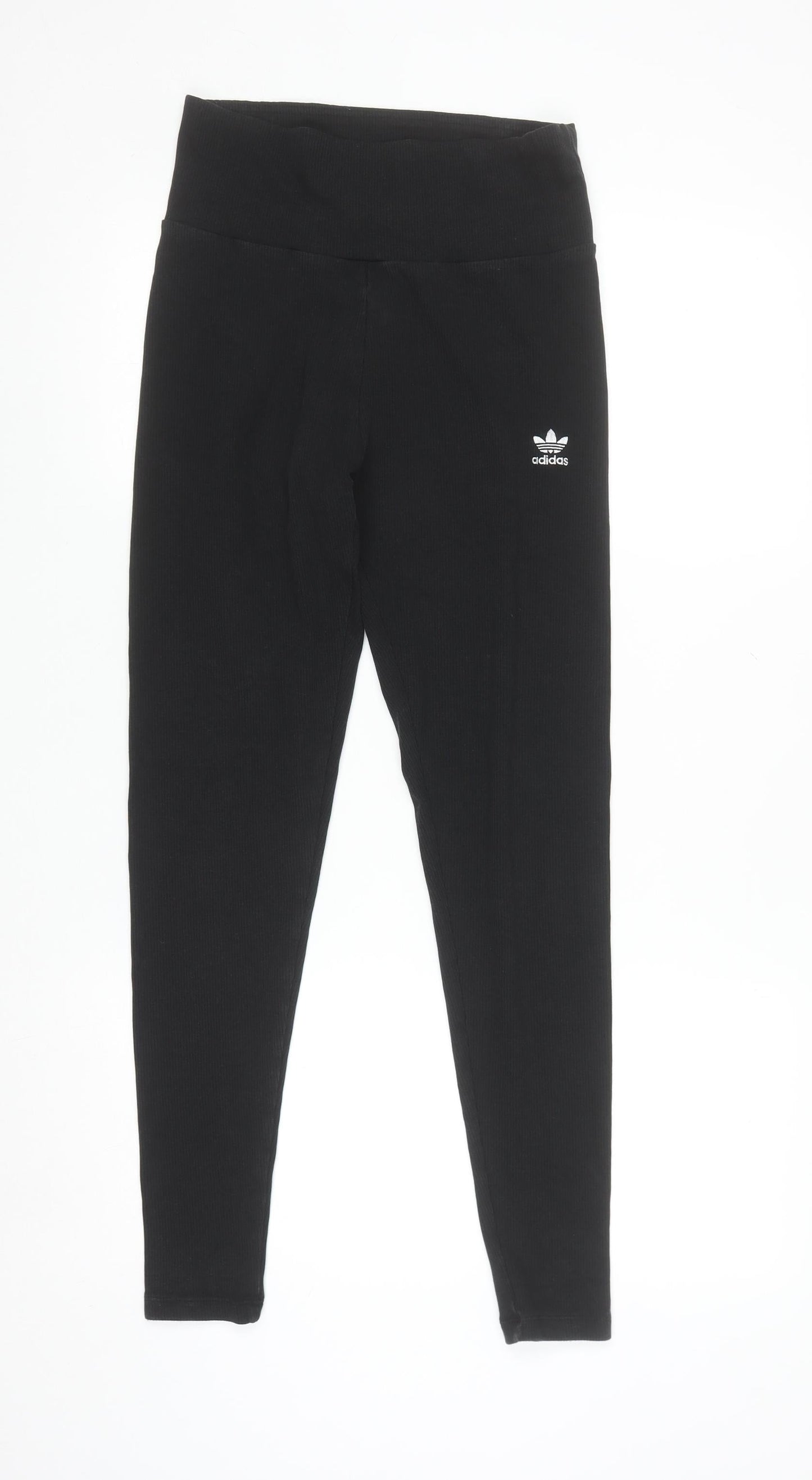 Adidas Womens Black Stretch Ribbed Leggings Size 16-18