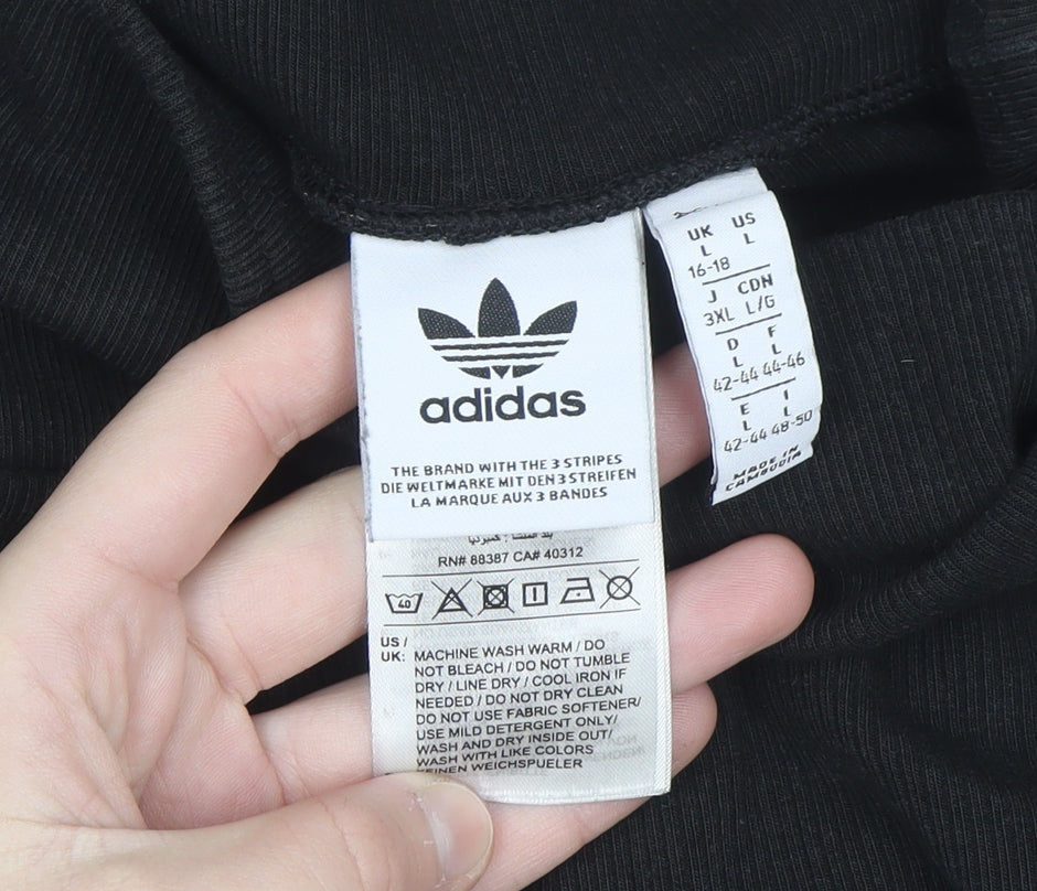 Adidas Womens Black Stretch Ribbed Leggings Size 16-18