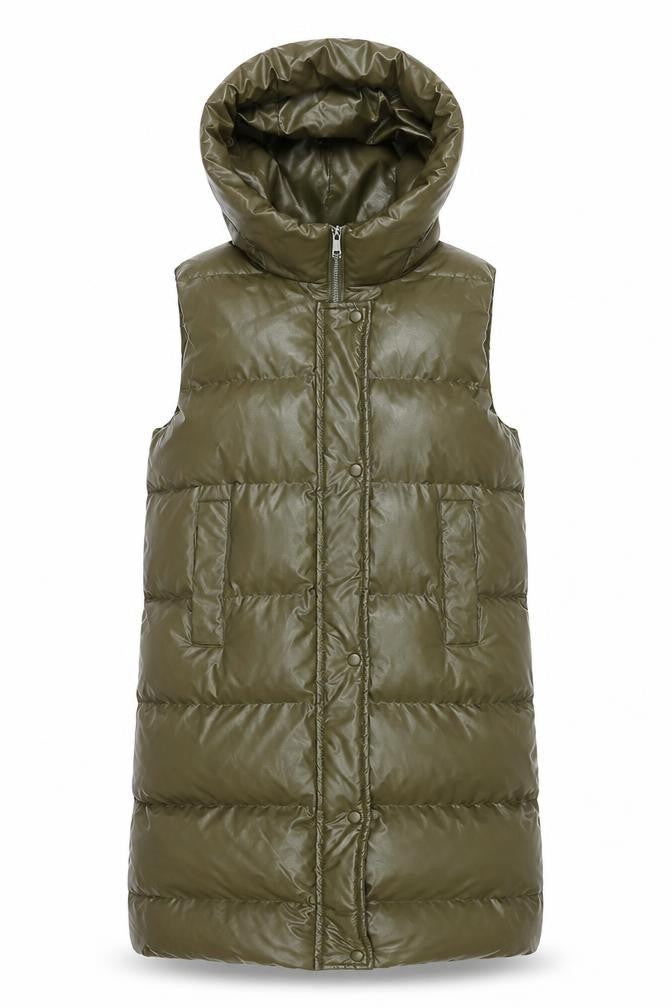 Blue Vanilla Womens Green Hooded Puffer Waistcoat M