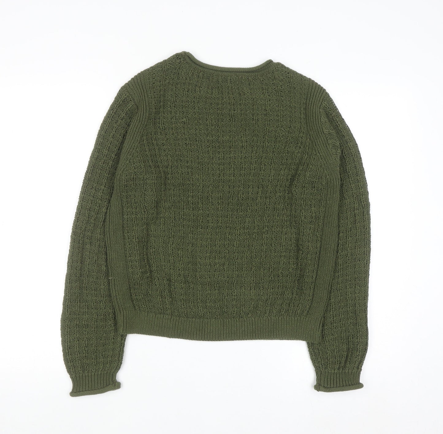 Marks and Spencer Women’s Green Cable-Knit Cotton Jumper XS