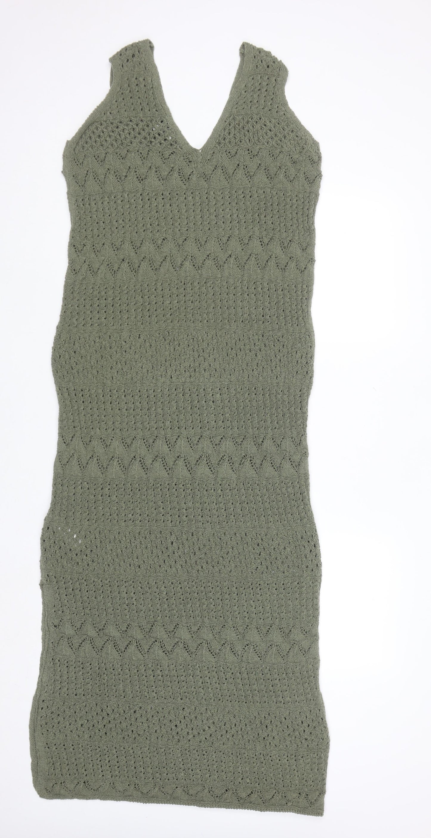 Marks and Spencer Women’s Green Crochet Midi Sleeveless Dress L