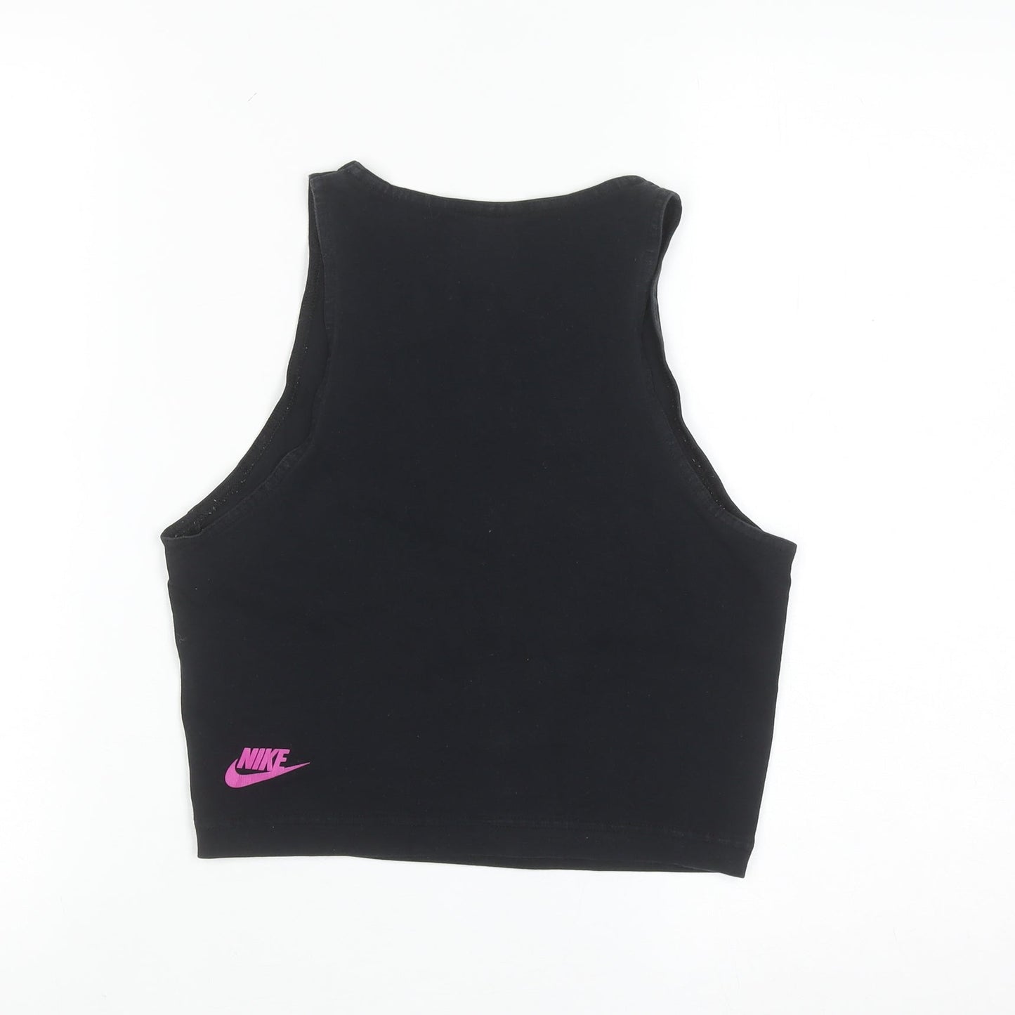 Nike Women's Black Cropped Tank Top S Sleeveless Cotton Stretch