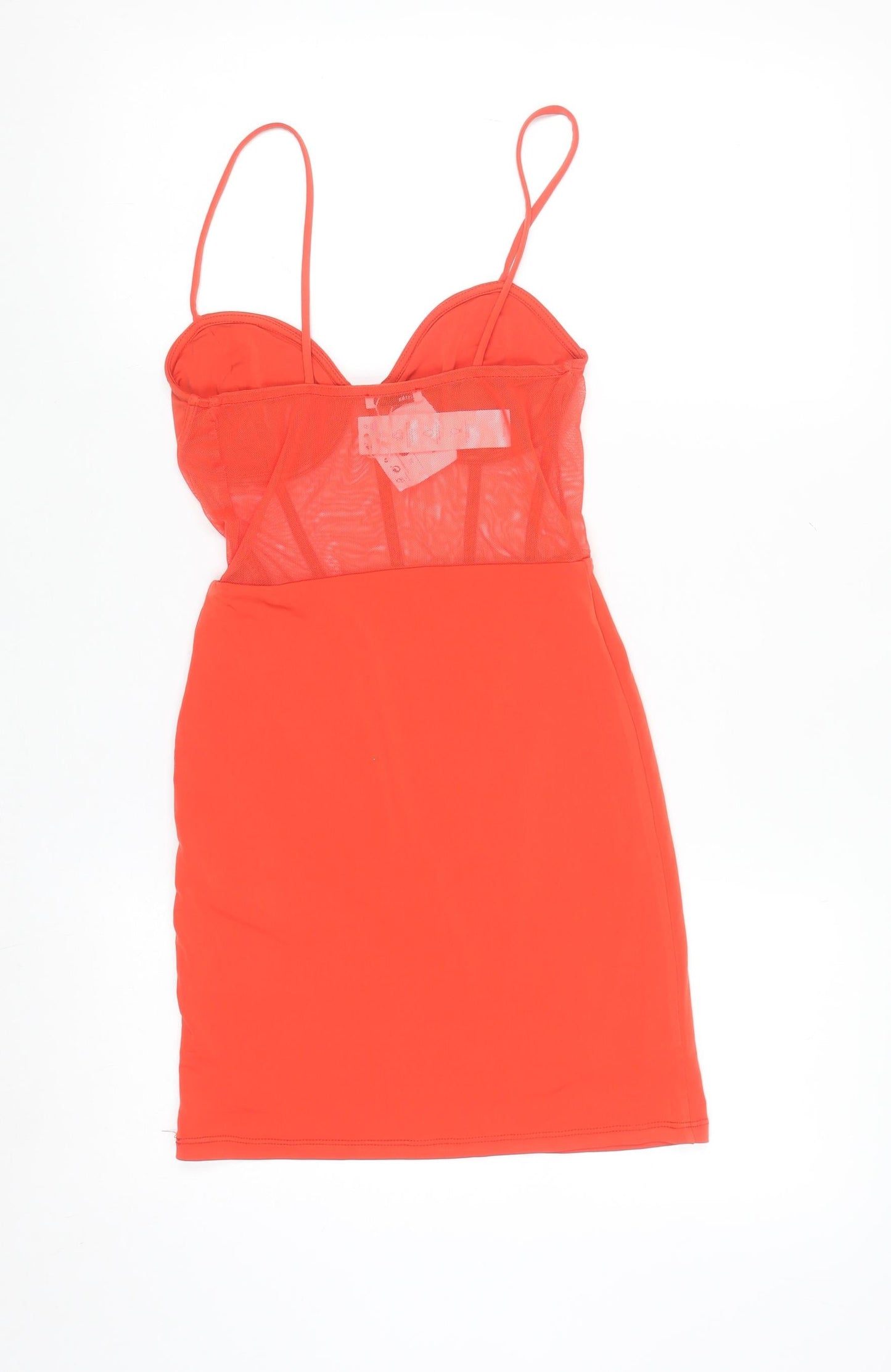 Bershka Women Red Bodycon Mesh Bustier Mini Dress Size 8