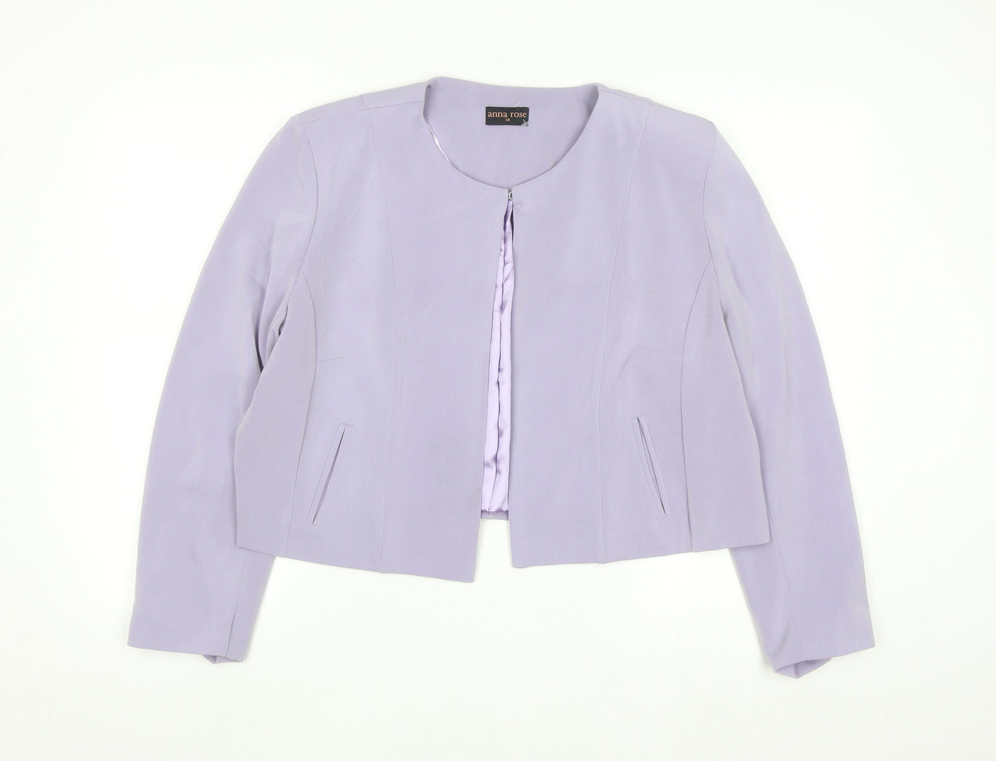 Anna Rose Women Purple Size 18 Cropped Suit Jacket Lined Blazer