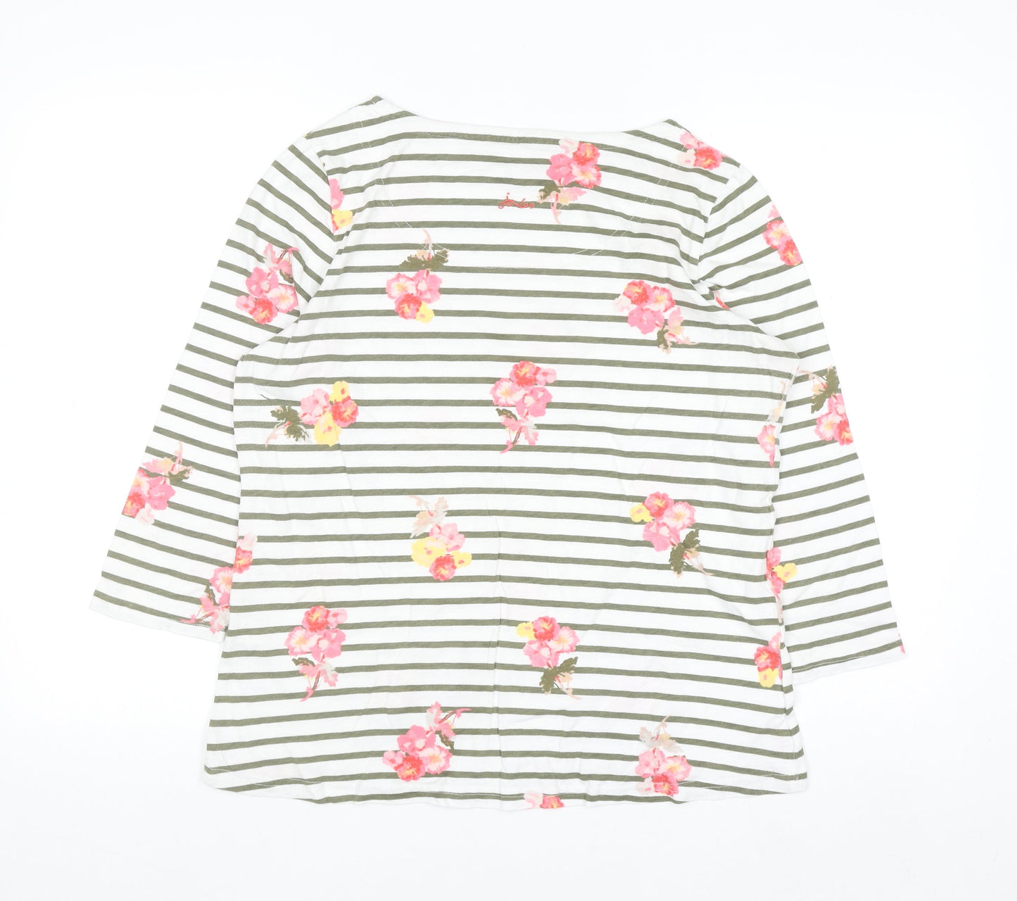 Joules Women's Multicoloured Striped Floral Cotton T-Shirt Size 14