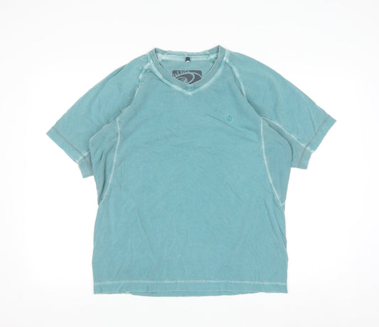 Fat Face Men’s Green V-Neck Cotton T-Shirt Size S Casual