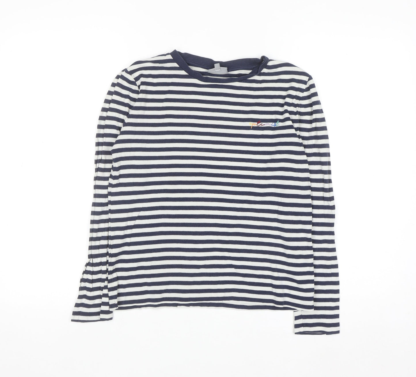 Oliver Bonas Womens Navy White Striped Long Sleeve Cotton T-Shirt Size 10