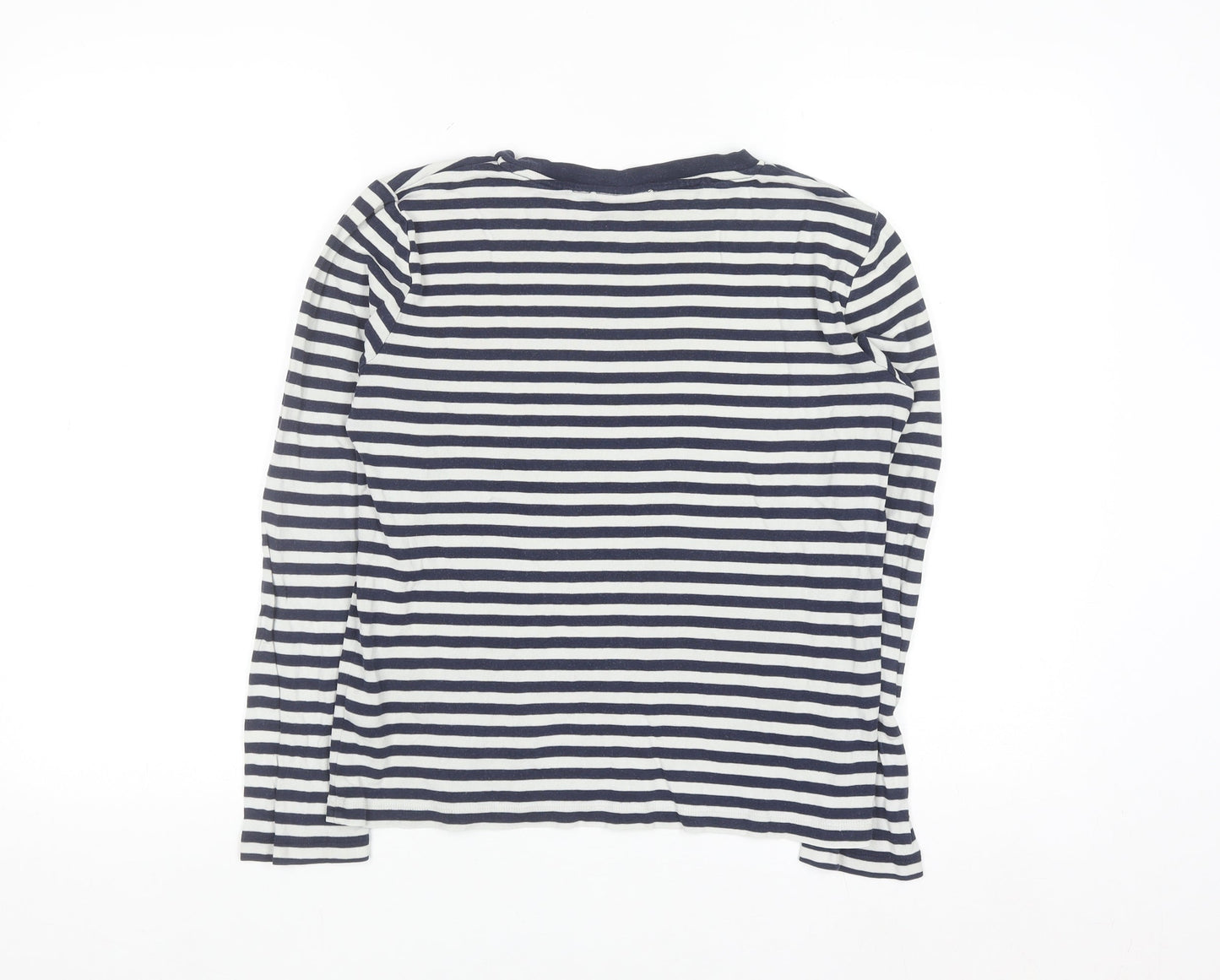 Oliver Bonas Womens Navy White Striped Long Sleeve Cotton T-Shirt Size 10