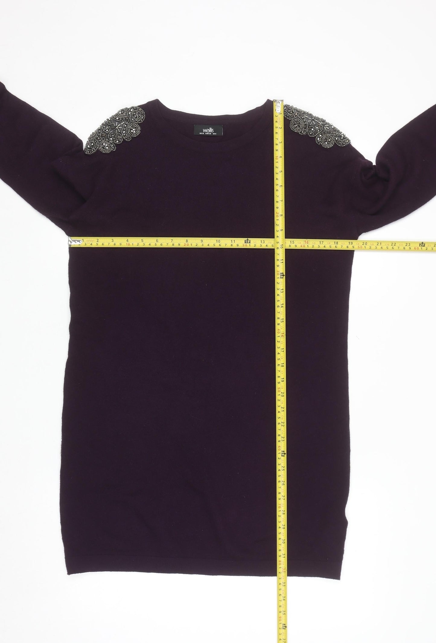 Wallis Womens Purple Beaded Shoulder Jumper UK 10