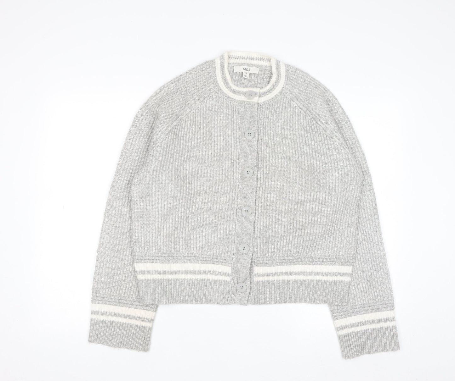Marks and Spencer Womens Grey Chunky Knit Button Cardigan M