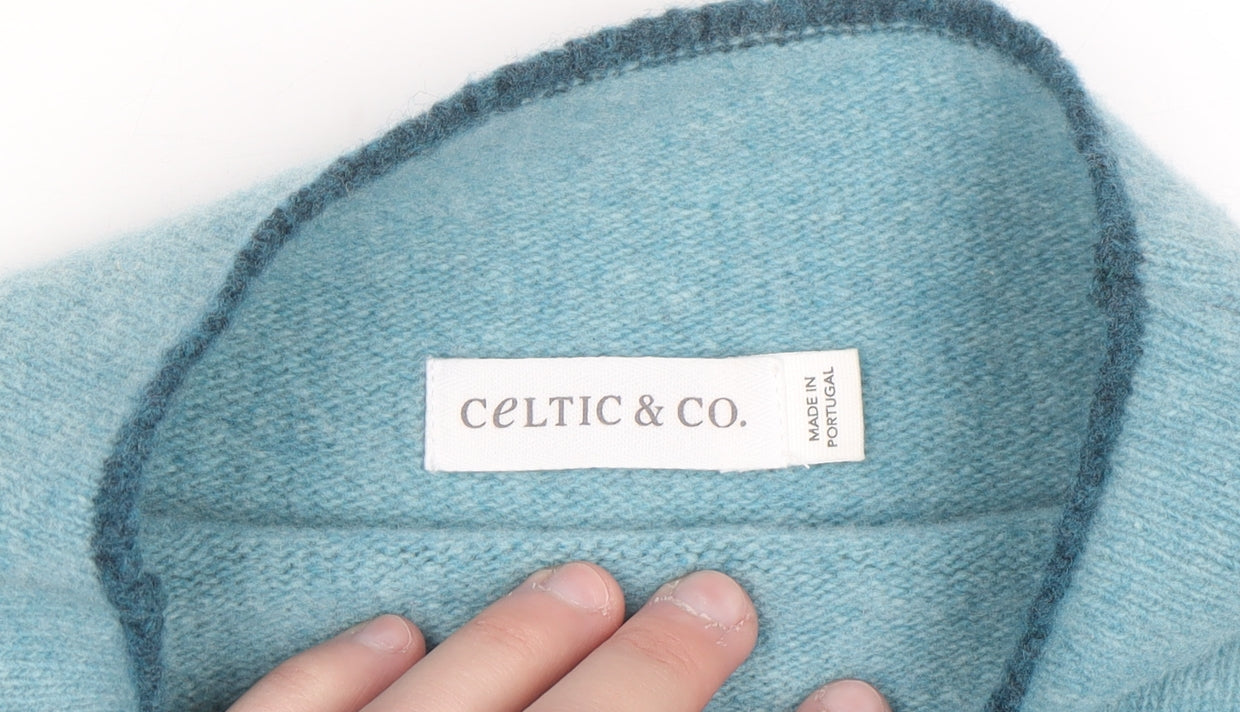 Celtic & Co. Women's Blue Wool High Neck Jumper Size S