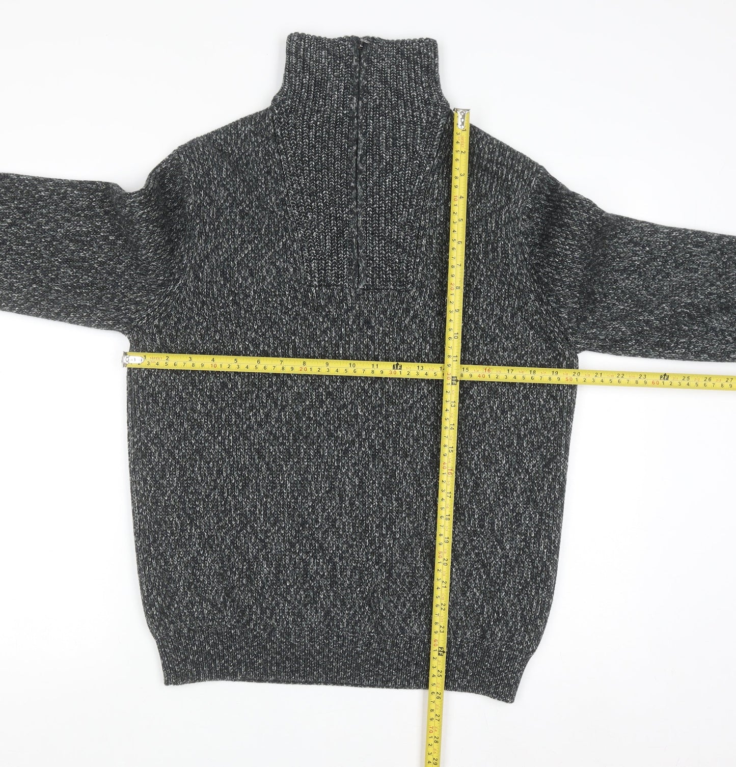 Marks and Spencer Men's Grey Cotton 1/2 Zip Jumper M Regular