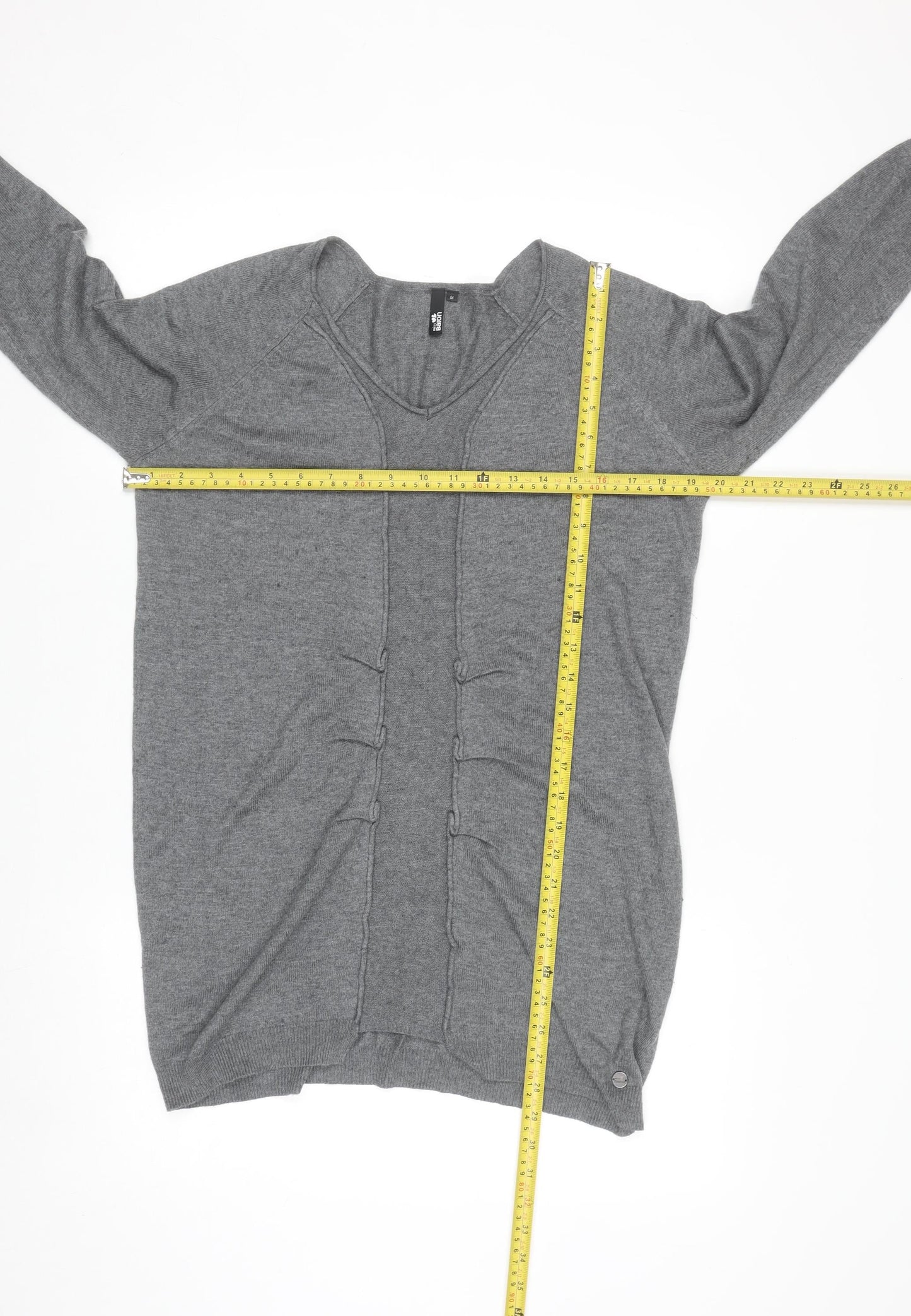 Miss Baron Women’s Grey V-Neck Long Sleeve Pullover Jumper M