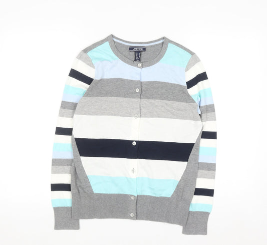 Lands' End Women's Multicoloured Striped Cotton Cardigan Size S Petite