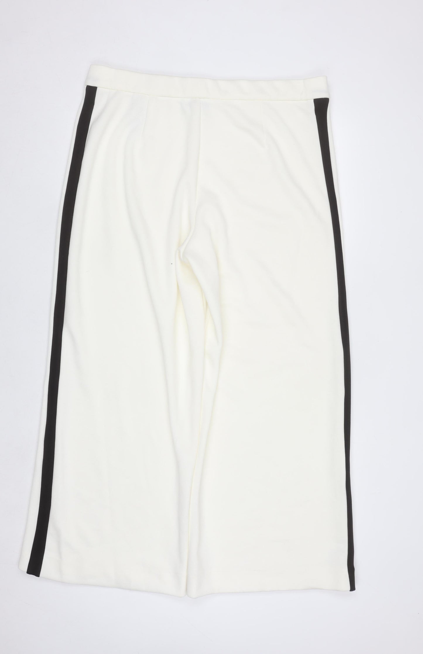 Marks and Spencer Women's Ivory Wide-Leg Trousers Size 18 Short