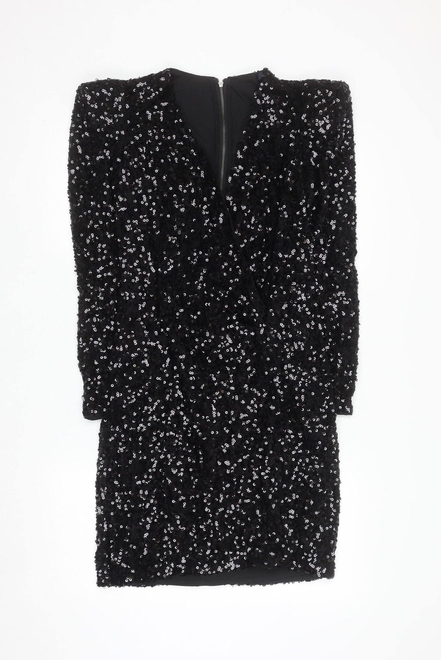 French Connection Women Black Sequin Bodycon Dress Size 10
