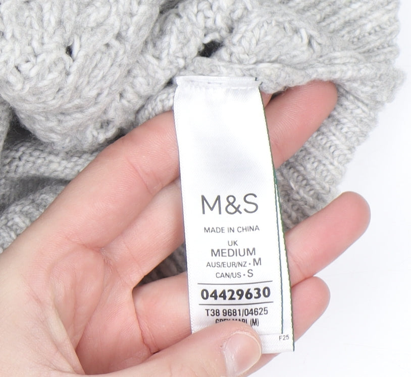 Marks and Spencer Women's Grey Cable-Knit Jumper Medium