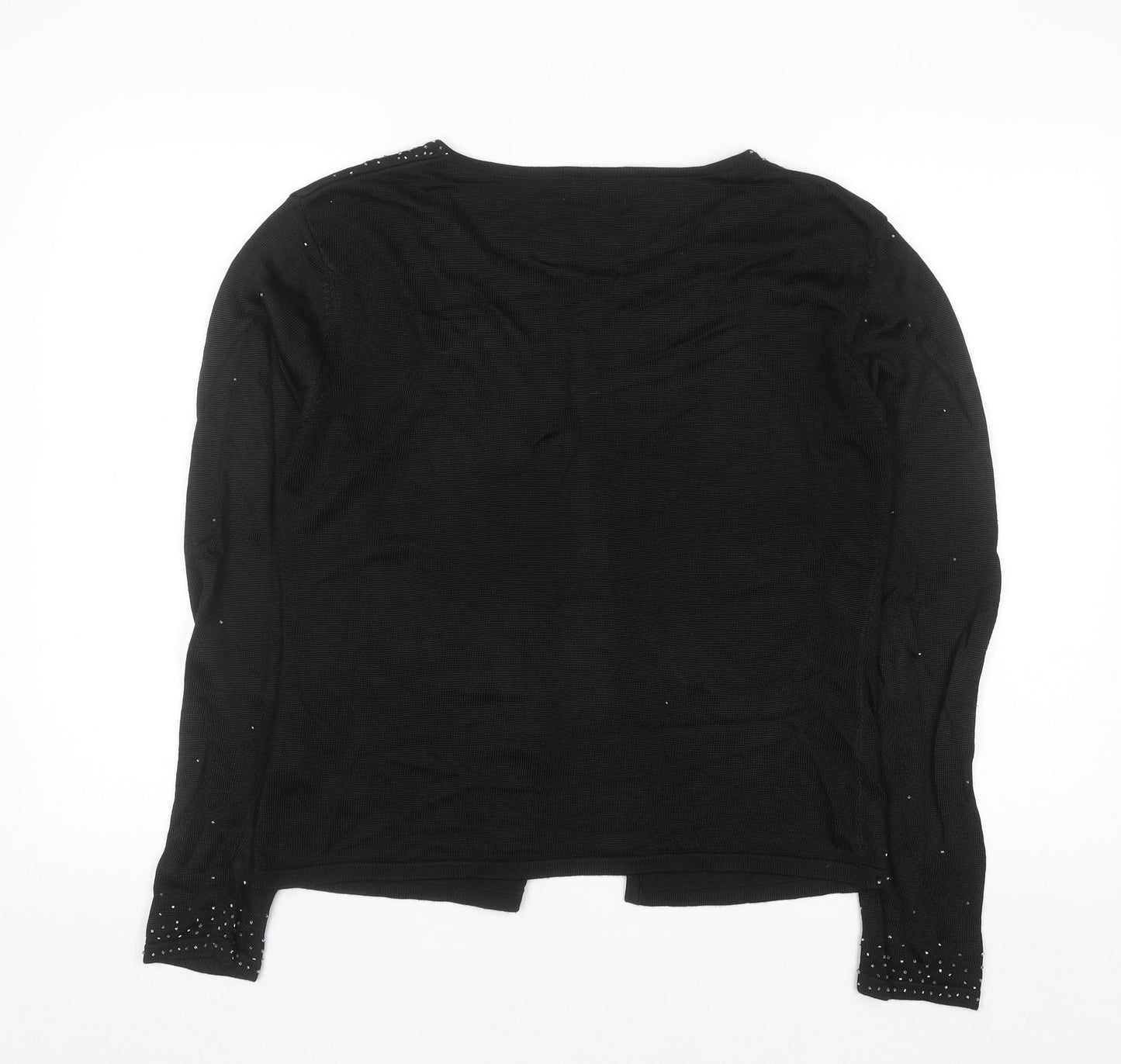 Amaranto Women's Black Beaded Open Cardigan Size 14