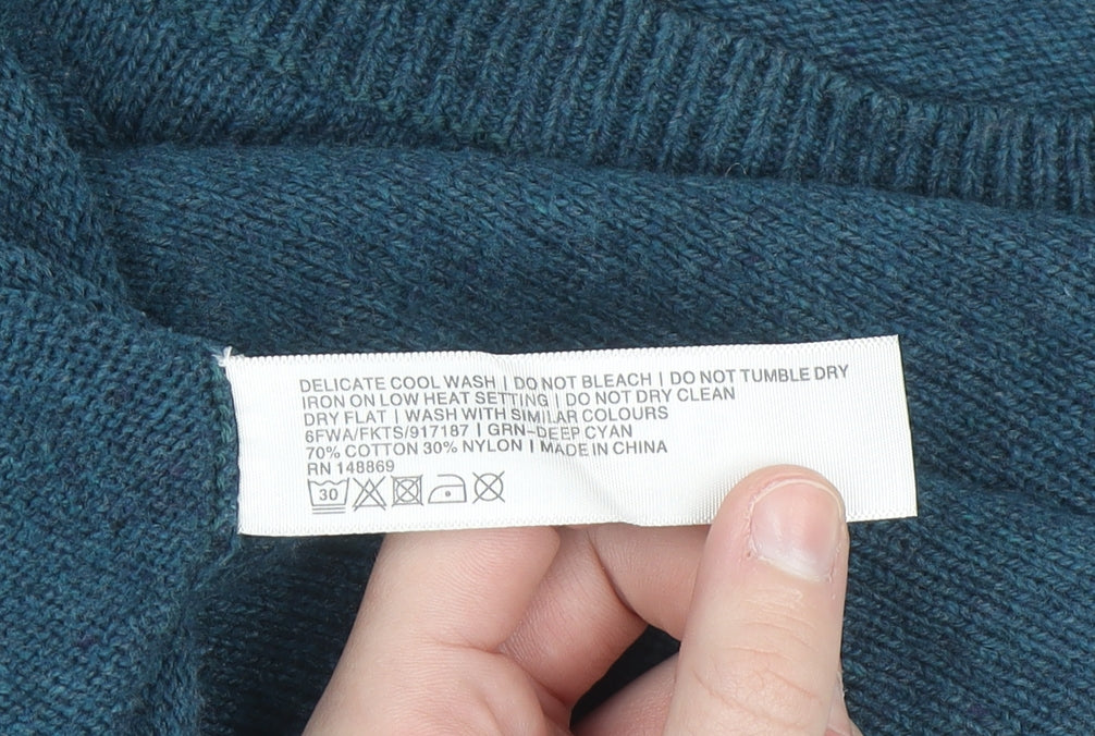 FatFace Women's Blue Cotton Knit Crew Neck Jumper Size 18