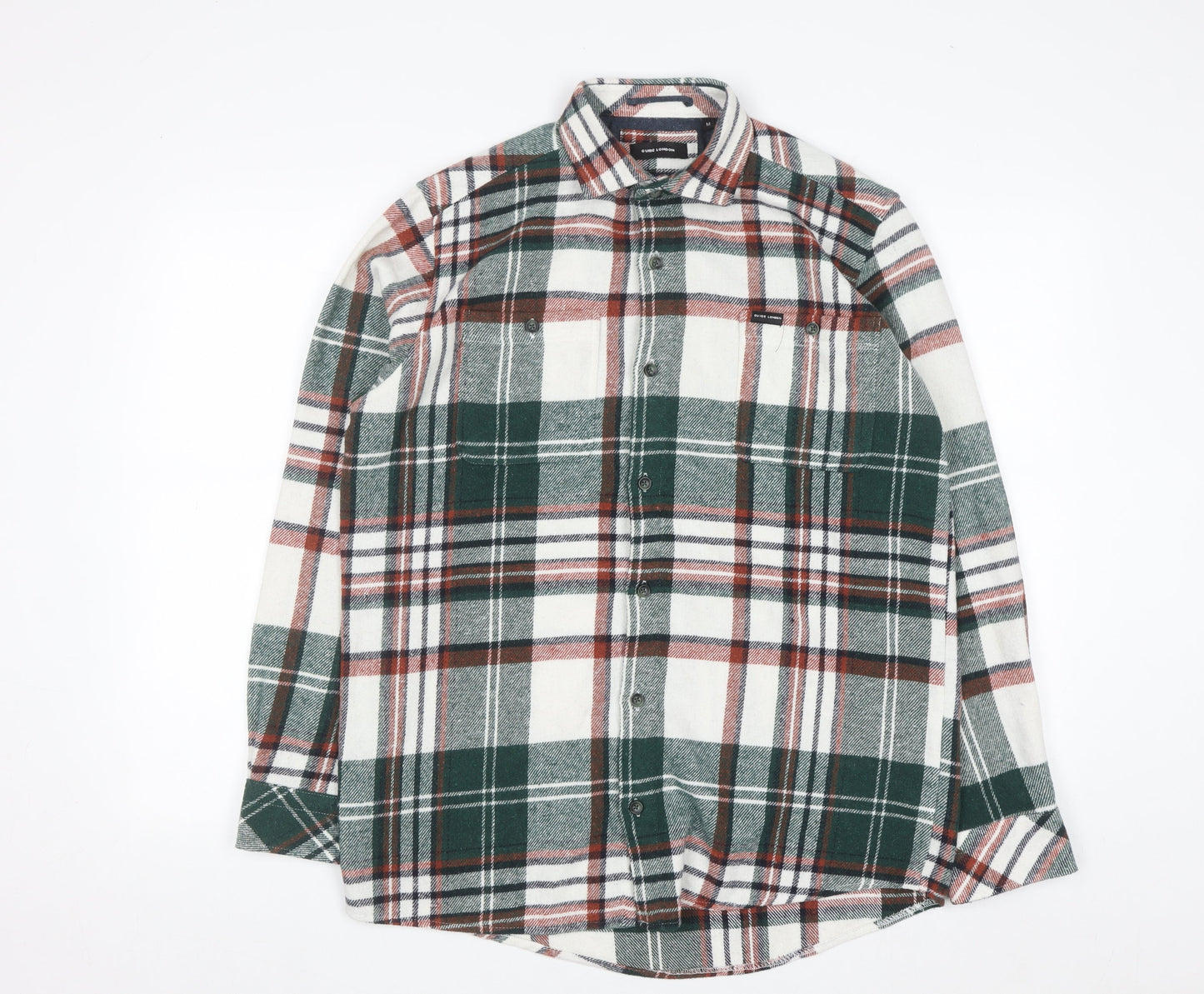 Guide London Men's Multicoloured Flannel Plaid Button-Up Shirt M