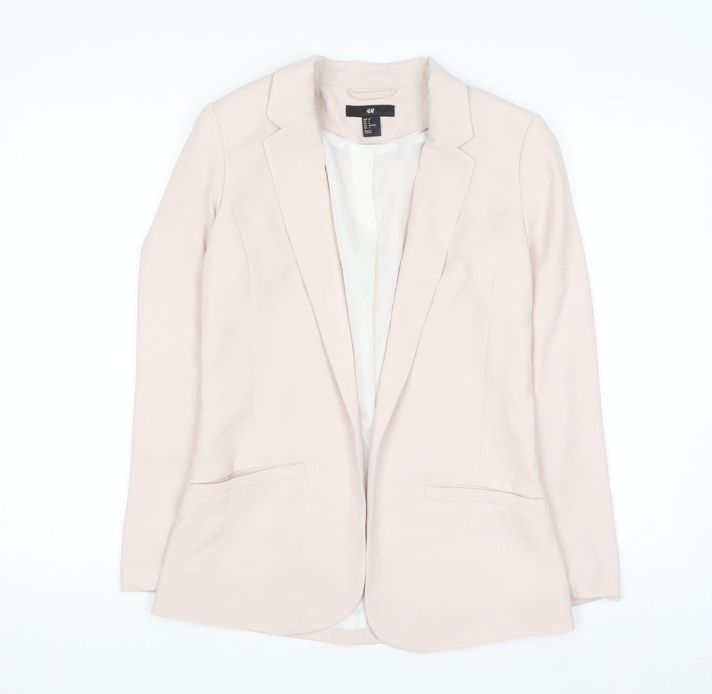 H&M Women Beige Single-Breasted Blazer Size 8 Tailored Fit