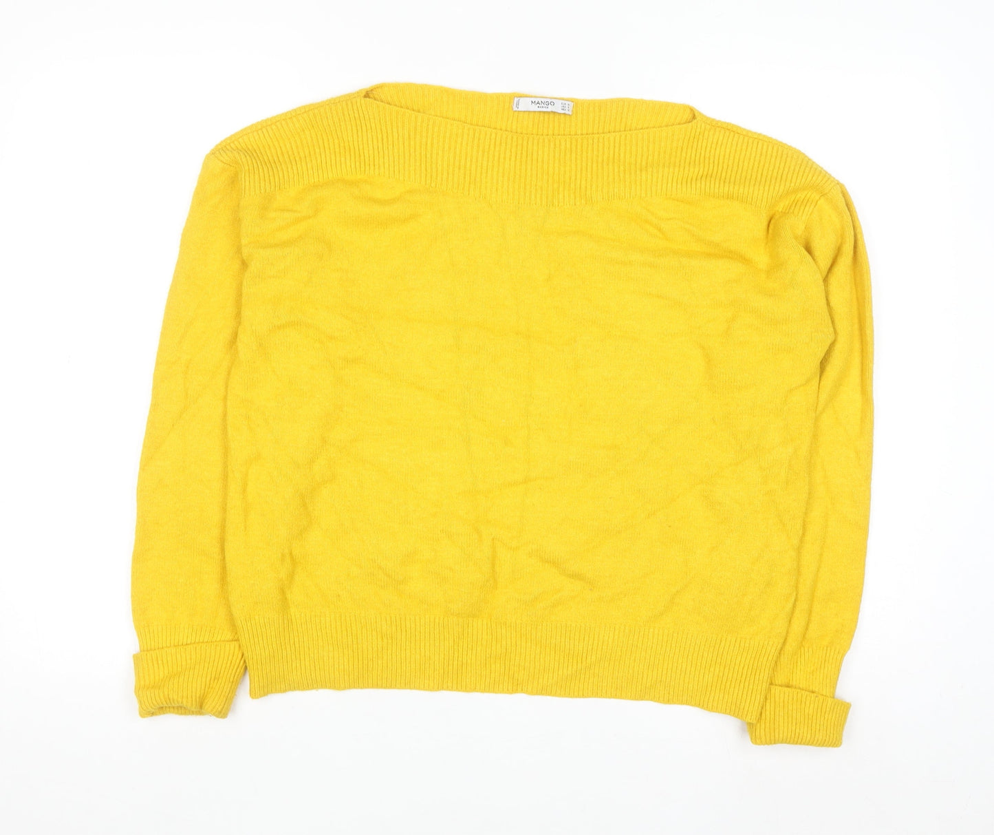 Mango Women Yellow Knit Pullover Jumper Size 10