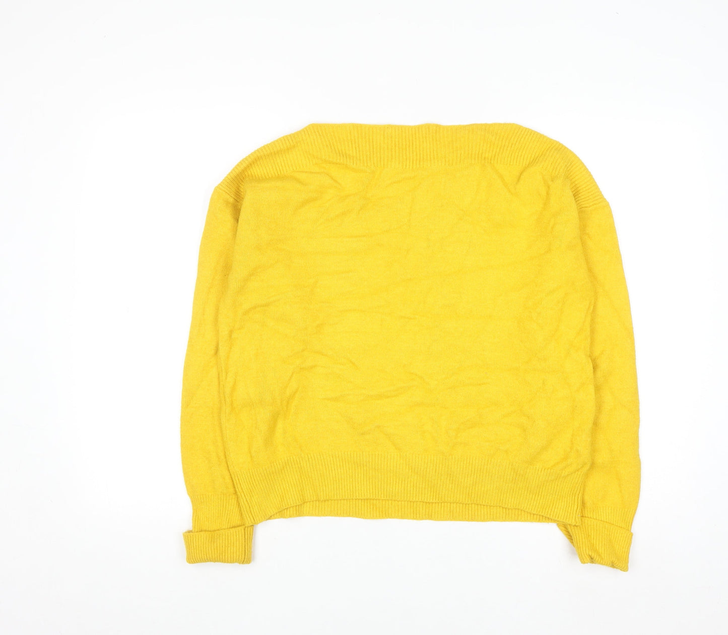 Mango Women Yellow Knit Pullover Jumper Size 10