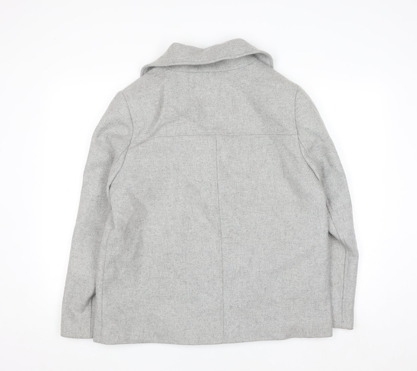 John Lewis Women Grey Wool Blend Pea Coat Size 14 Classic Style
