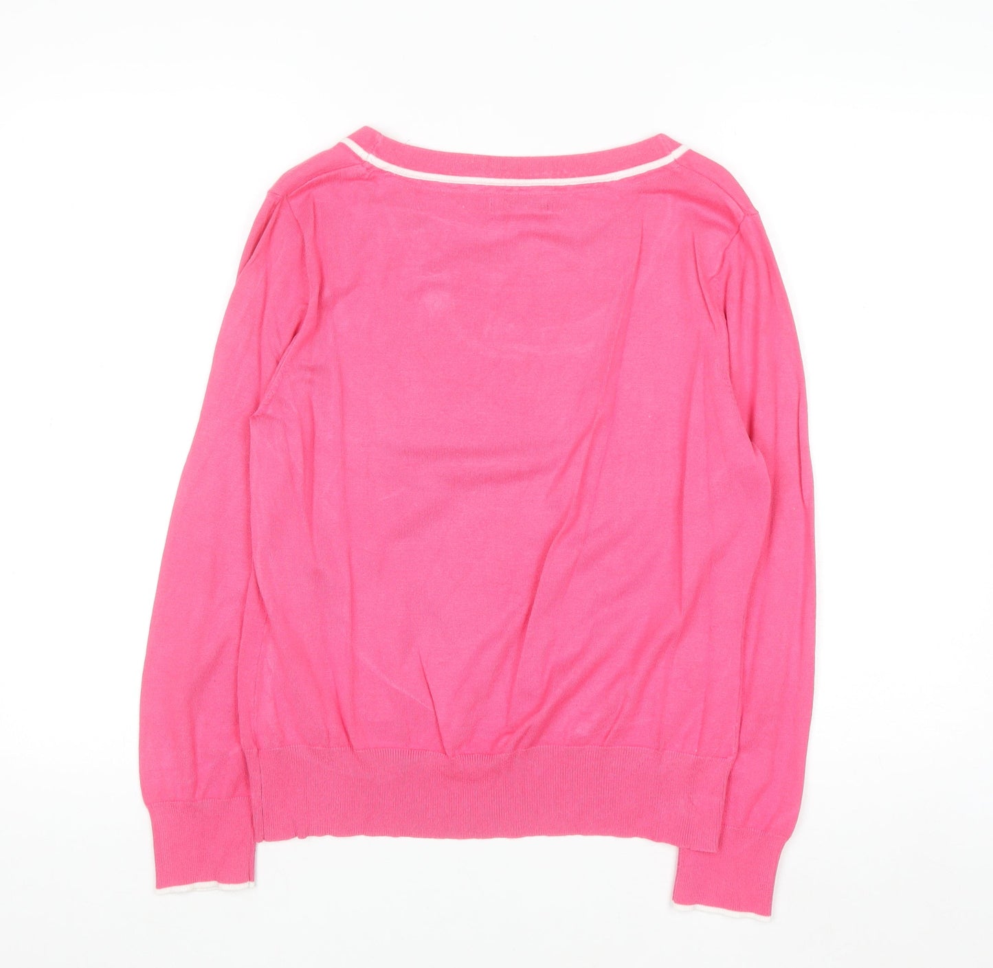 M&Co Women’s Pink Long Sleeve Scoop Neck Bow Knit Jumper Size 18