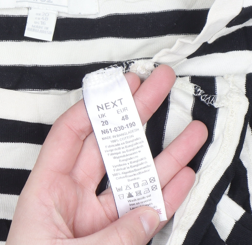 Next Women’s Black White Striped Cotton T-Shirt Size 20