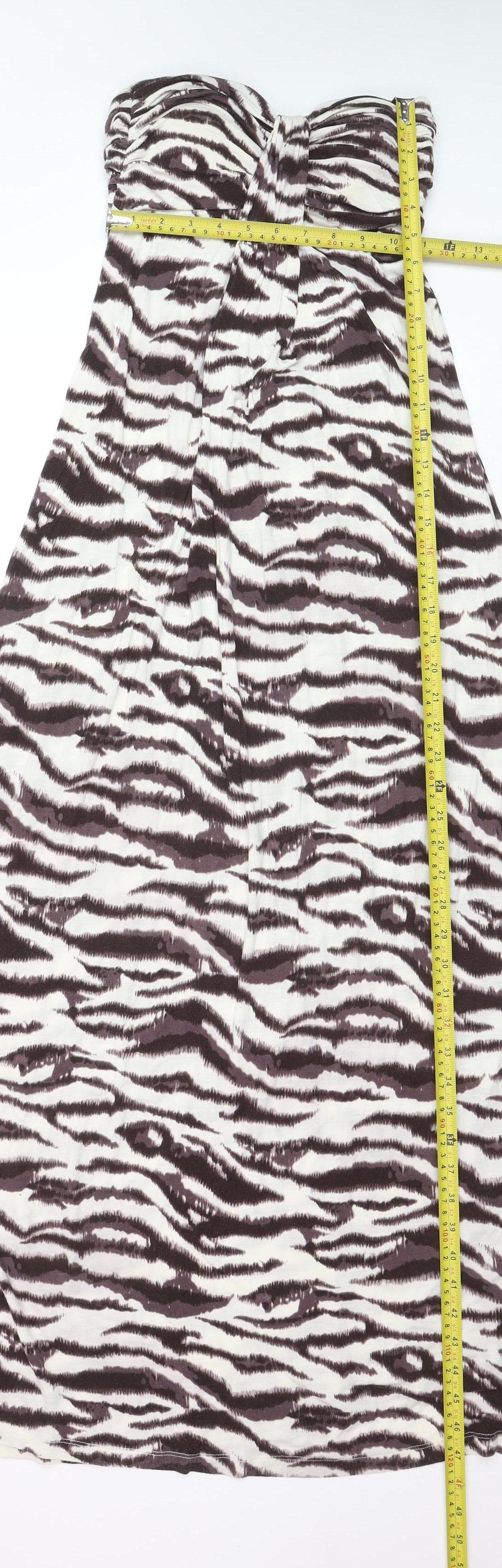 Next Women Brown Animal Print Strapless Maxi Dress Size 8
