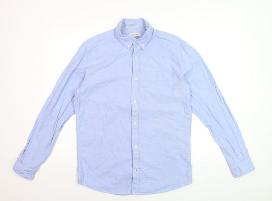 Jack & Jones Men's Blue Button-Down Long Sleeve Cotton Shirt M