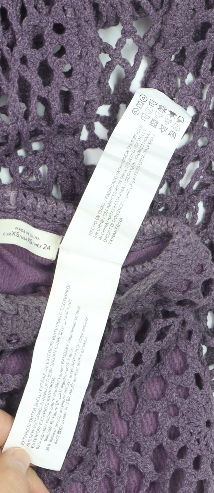 Pull & Bear Women Purple XS Bohemian Crochet Long Skirt
