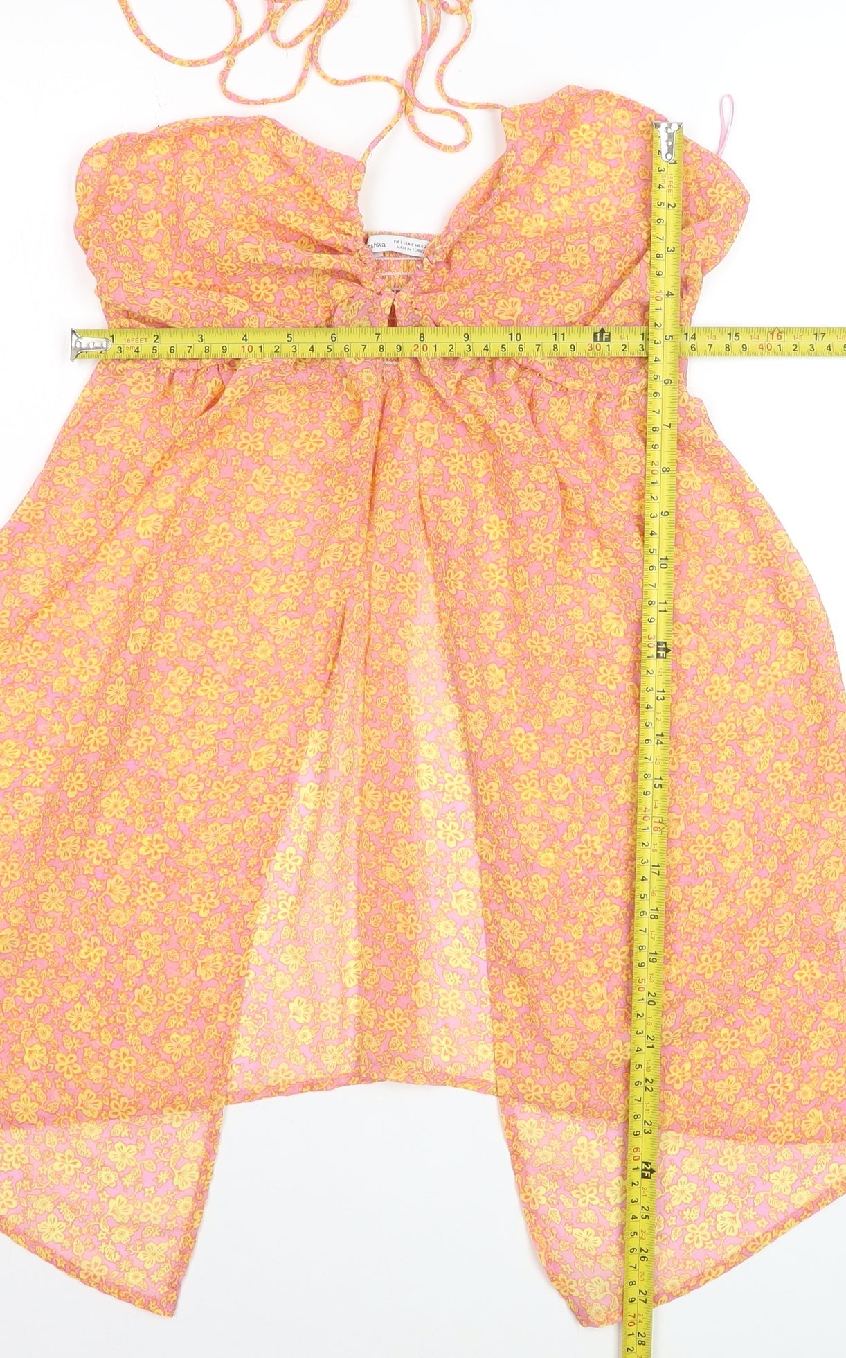 Bershka Women’s Pink Floral Halter Camisole Top Size 8