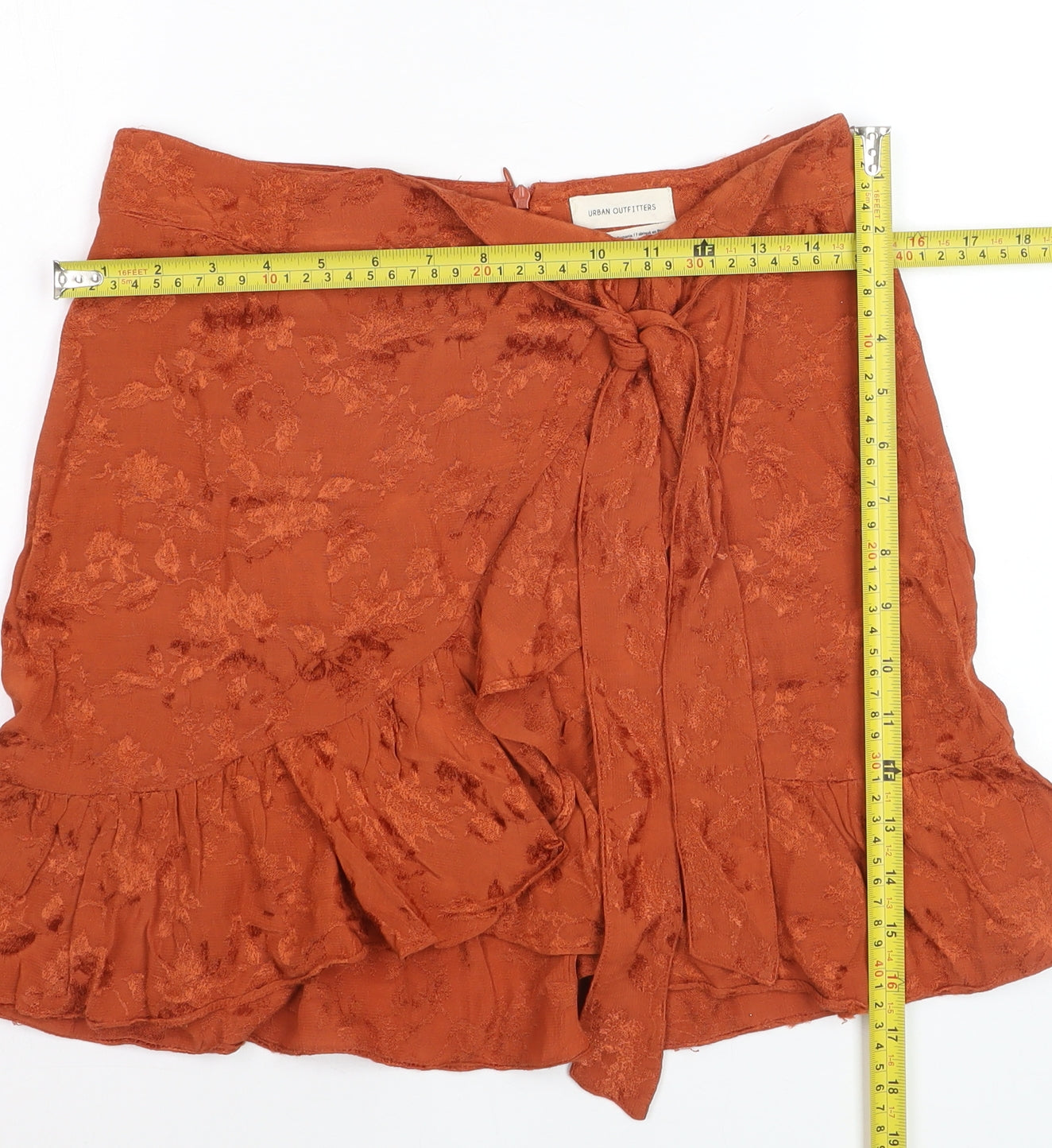 Urban Outfitters Women's Orange Wrap Ruffle Short Skirt Size L