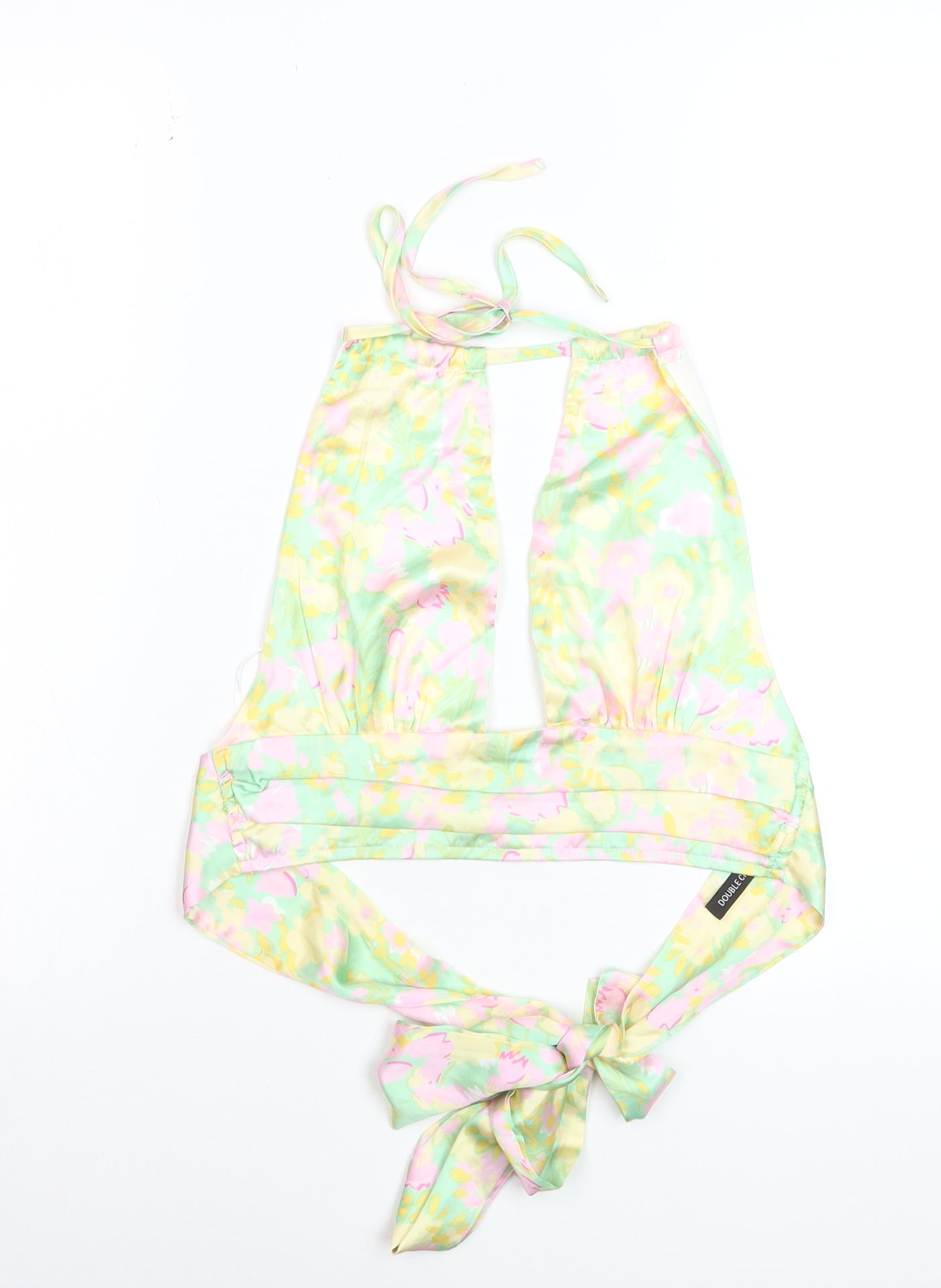 Double Crazy Women's Multicoloured Halter Floral Satin Camisole Top M