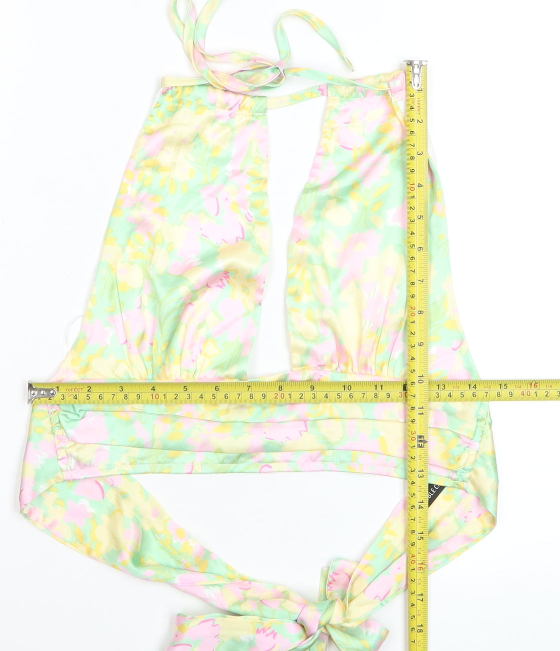 Double Crazy Women's Multicoloured Halter Floral Satin Camisole Top M